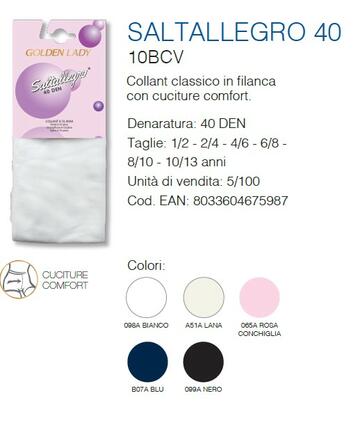 ART. SALTALLEGRO 10B- collant bimba velato 10bcv - Fratelli Parenti